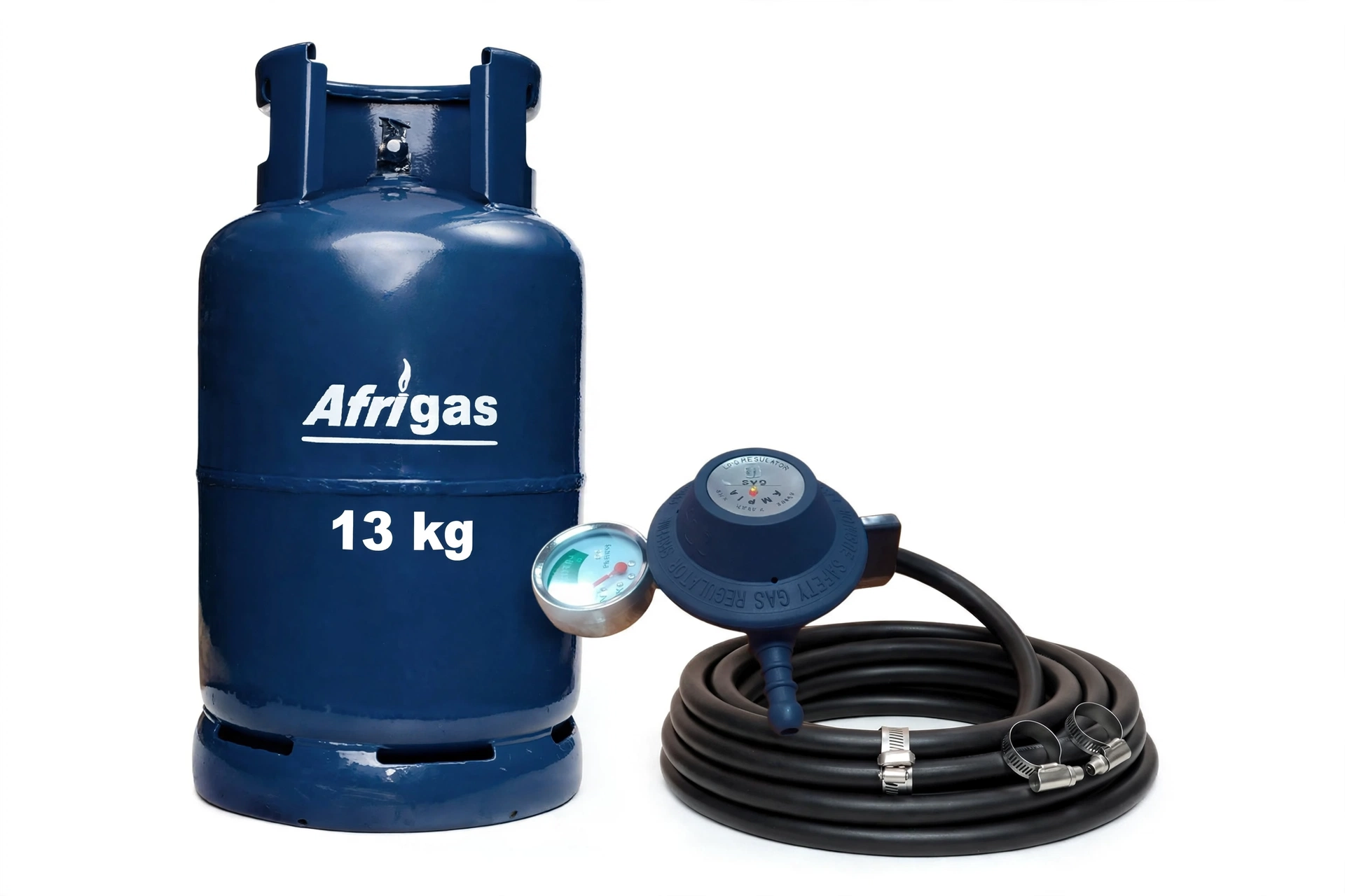 Afrigas 13kg Complete Set - Kegas Dealers Ltd Afrigas 13kg complete set with full gas cylinder, regulator, and hosepipe in Nairobi
