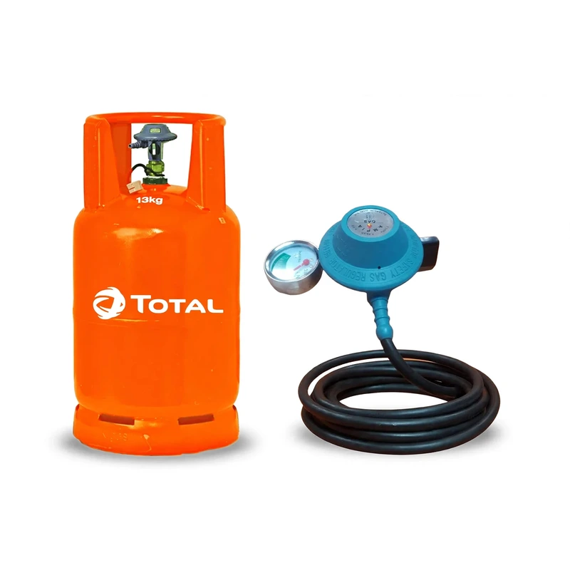 Total Gas 13kg filled cylinder complete set with safety gas regulator and 2 meters rubber pipe